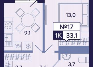 Однокомнатная квартира на продажу, 33.1 м2, Саха (Якутия), Новопортовская улица, 1А/1