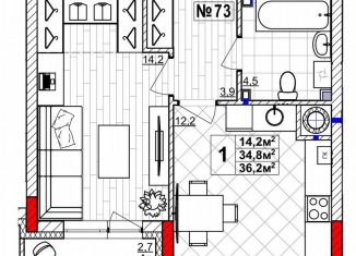 1-ком. квартира на продажу, 36.2 м2, Нижний Новгород, метро Парк Культуры