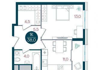 Однокомнатная квартира на продажу, 38 м2, Москва, метро Южная