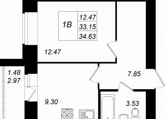 Продаю 1-комнатную квартиру, 34.6 м2, село Осиново