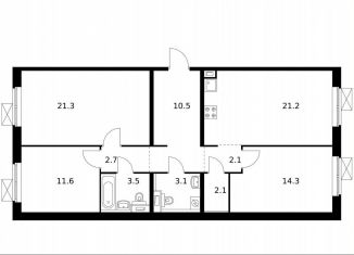 Продаю трехкомнатную квартиру, 92.4 м2, Котельники, микрорайон Парковый, 1к7, ЖК Белая Дача Парк
