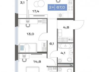 2-комнатная квартира на продажу, 67 м2, Екатеринбург