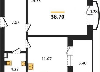 Продаю 1-ком. квартиру, 38.7 м2, поселок Васильково