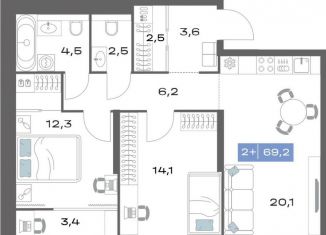 Продается 2-комнатная квартира, 69.2 м2, Екатеринбург