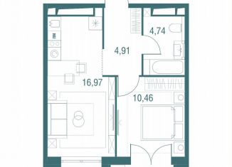 1-комнатная квартира на продажу, 38 м2, Одинцово, ЖК Одинбург