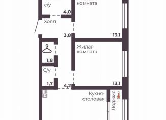 Продается двухкомнатная квартира, 59 м2, Челябинск, Тракторозаводский район