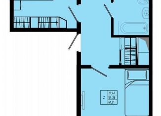 2-комнатная квартира на продажу, 61.3 м2, Коммунар, Железнодорожная улица, 41к2