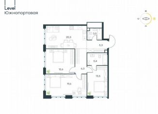 Продается 3-комнатная квартира, 89.5 м2, Москва, жилой комплекс Левел Южнопортовая, 1