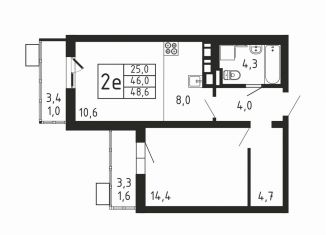 Продажа 2-комнатной квартиры, 48.6 м2, деревня Пирогово