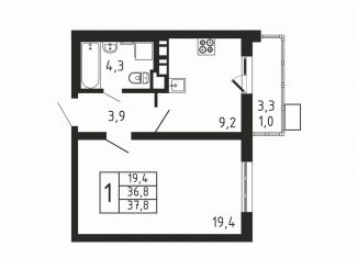 Продается 1-комнатная квартира, 37.8 м2, деревня Пирогово, ЖК Пироговская Ривьера