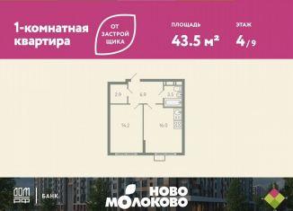 Продается двухкомнатная квартира, 43.5 м2, село Молоково, жилой комплекс Ново-Молоково, 13