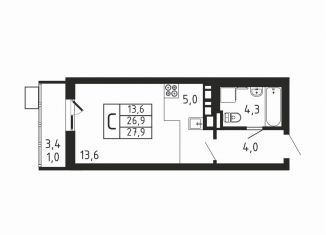 Продам квартиру студию, 27.9 м2, деревня Пирогово, ЖК Пироговская Ривьера