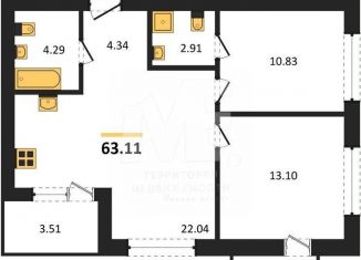 Продаю 2-ком. квартиру, 63.1 м2, Пионерский