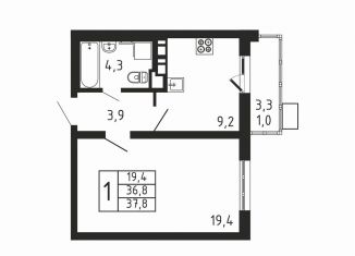 Продажа 1-ком. квартиры, 37.8 м2, деревня Пирогово, ЖК Пироговская Ривьера