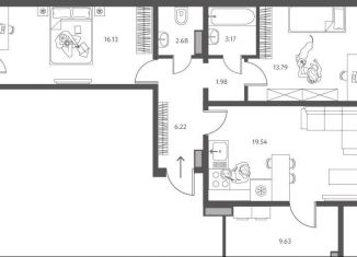 Продается двухкомнатная квартира, 75 м2, Липецк