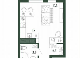 Продаю квартиру студию, 28.4 м2, Воронеж