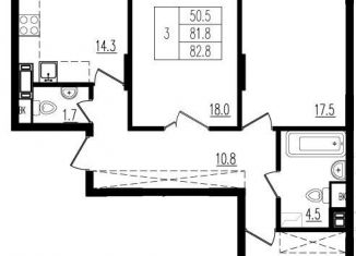 Продаю 3-ком. квартиру, 83.1 м2, деревня Пирогово, улица Ильинского, 8