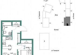 Продается двухкомнатная квартира, 32.1 м2, Ревда, Комбинатская улица, 1