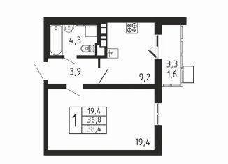 Продается 1-комнатная квартира, 38.4 м2, деревня Пирогово, ЖК Пироговская Ривьера