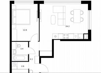 Продается 1-ком. квартира, 46.9 м2, Москва