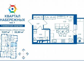 Продажа 1-комнатной квартиры, 32.8 м2, Брянск, Бежицкий район