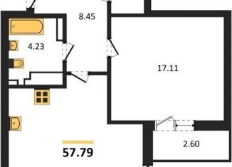 Продаю 1-комнатную квартиру, 57.8 м2, Калининград, Ленинградский район, улица Старшины Дадаева, 55